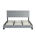 thumbnail image 3 of Vintage King Size Upholstered Bed Frame with Button Tufted Headboard, Platform Bed with Sturdy Wood Slat Support, No Box Spring Needed Easy Assembly - Grey, 3 of 8