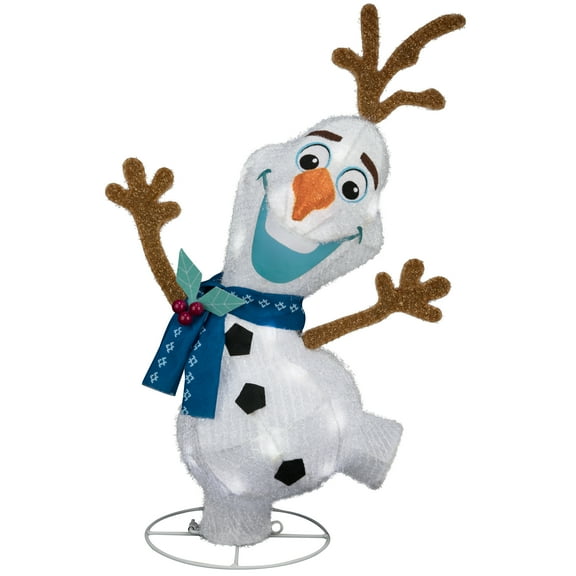 Gemmy Holiday Shimmering Magic Tinsel Yard Sculpture Olaf 20" Disney (Cool White), White