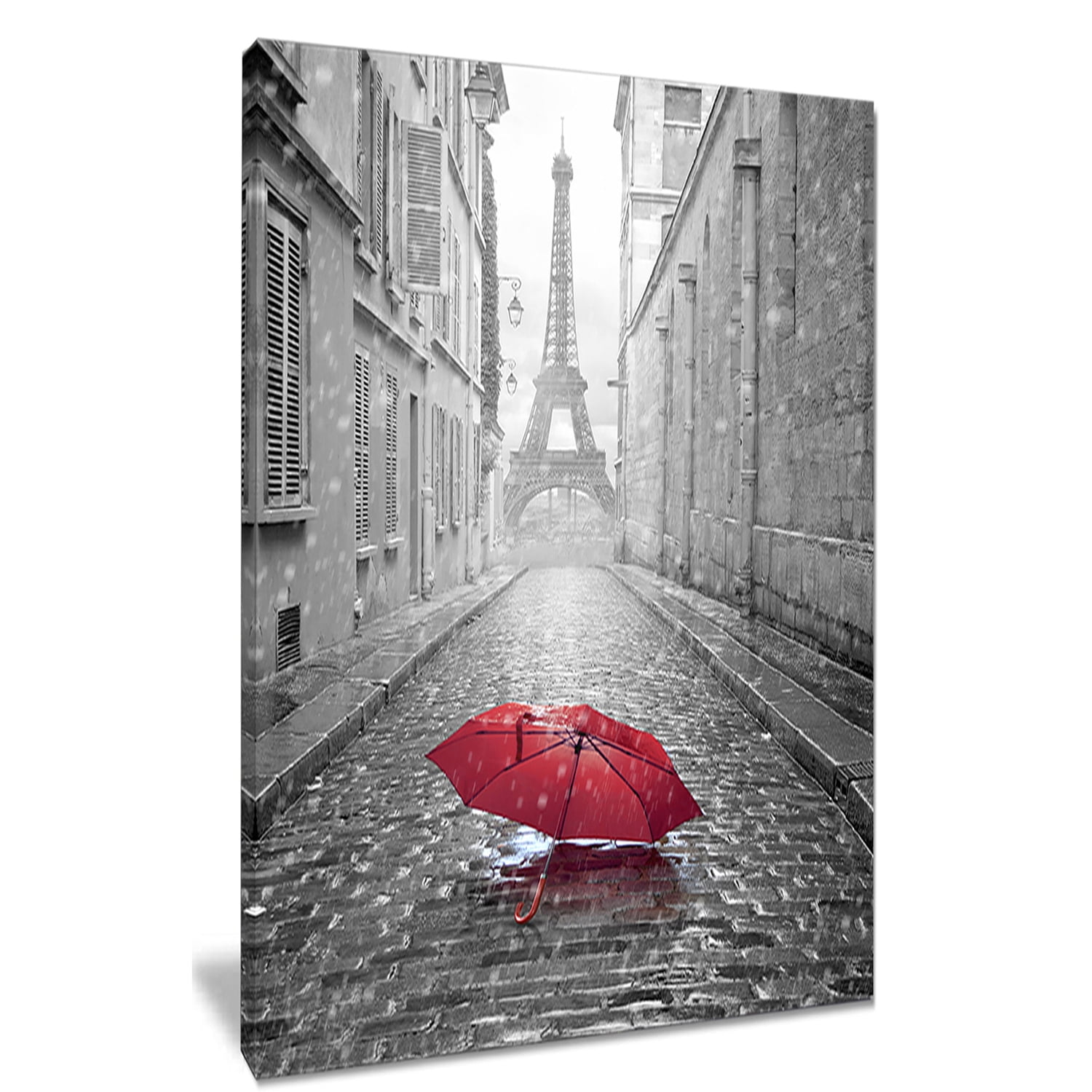 Designart 'Eiffel View from Paris Street ' Cityscape Photo Canvas Art Print
