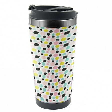 

Colorful Travel Mug Pastel Brush Strokes Steel Thermal Cup 16 oz by Ambesonne