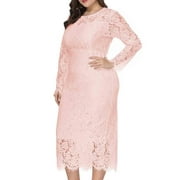 Fashion New Arrivals,POROPL Dresses for Women Clearance $5.00 Plus Size Hollow Out Lace Long Dress Evening Dress Party Dress Pink Size 18
