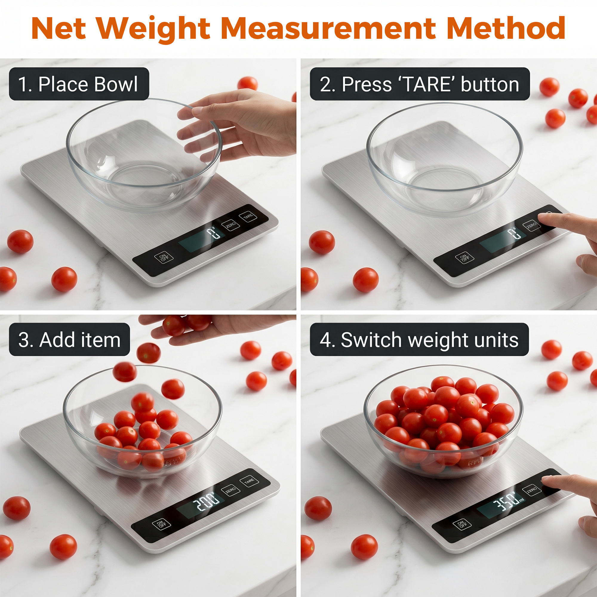 M Buder 33lb Digital Kitchen Scale with LCD Display, Silver photo 2