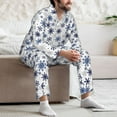 thumbnail image 7 of Sikiie blue Snowflake Prints Mens Pajama Set, Soft Warm Long Sleeve Sleepwear, Cozy Button-Down Pjs for Men-X-Large, 7 of 7