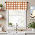 thumbnail image 3 of Fall Orange Plaid Valance Curtains, Country Farmhouse Pastoral Stripe Gingham Grids Rod Pocket Short Window Curtain for Kitchen Bathroom Bedroom, 42"x12", 3 of 9