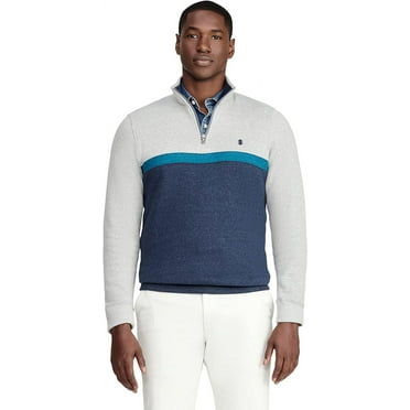 IZOD Men's Advantage Performance Quarter Zip Fleece Pullover Sweatshirt, Light Grey Heather CBlock, Medium