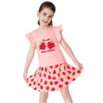 thumbnail image 4 of Cooltree Toddler Girls 2-Piece Skirt Set - Ruffled Pink Top & Strawberry Print Skort Outfits for Little Girls Size 3T, 4 of 7