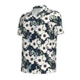 thumbnail image 4 of Wukai Floral Flowers Blue Men’s Polo Shirts,Quick-Dry Athletic Shirt,Classic Fit Shirts-Small, 4 of 8