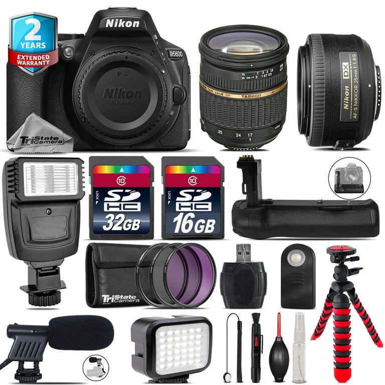 Nikon D5600 DSLR Camera 17-50mm VC 35mm LED Kit