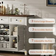 thumbnail image 6 of Garvee 53.5" Farmhouse Buffet Cabinet with Storage, 3 Drawers & Reversible Wine Rack, Adjustable Shelf for Kitchen - Rustic White & Brown, 6 of 9