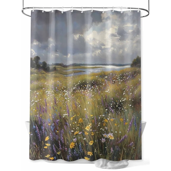 Fsddascl Spring Floral Shower Curtain Set - 54" x 78" Washable Bathtub Curtain with 12 Hooks, Modern Oil Painting Farmhouse Waterproof Fabric Stall Shower Curtains for Bathroom/Bathtub Décor