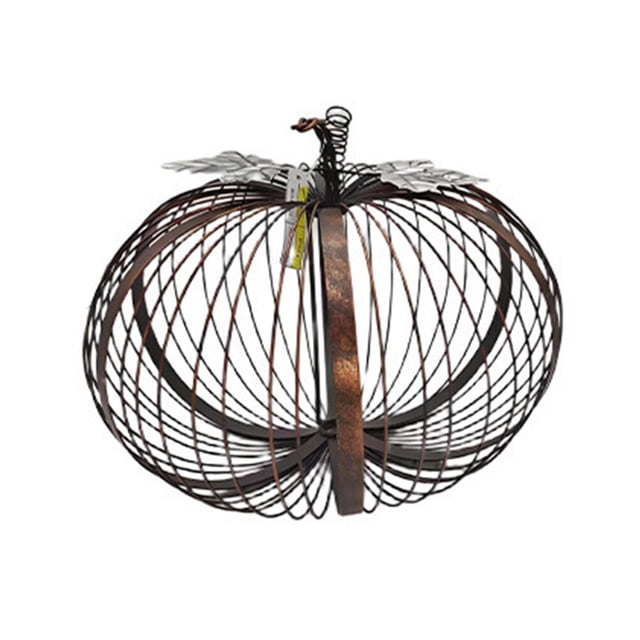 Centro de mesa de calabaza de hierro, adorno rústico de calabaza de Halloween de metal para otoño 27 cm x 21 cm