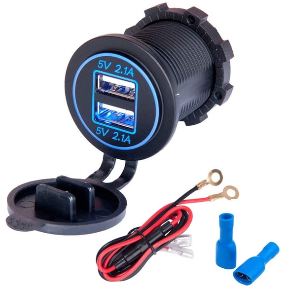 Auto USB Steckdose Ladegert 12V Wasserdichte Double USB Ladesteckdose avec 60 cm Kabel Double Ladeanschlsse pour Auto Wohnmobil Botte Wohnmobil Motorrad Pratique