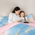thumbnail image 5 of Feelyou Marble Ombre Women Full Size Comforter Sets, Fashion Abstract Stripe Bedding Comforter Set, Blue Pink Oil Printing Reversible Bedding Sets, Lightweight Room Decor, 3 Pieces, 5 of 8