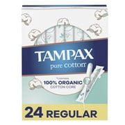 Tampax Pure Cotton Tampons, Unscented, Regular Absorbency, 24 Ct