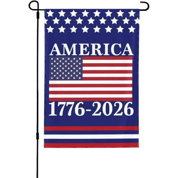 America 250th Birthday Garden Flag 12x18 1776 2026 America 250 Years Anniversary Yard Sign God Bless Usa Patriot House Flags No Flagstand