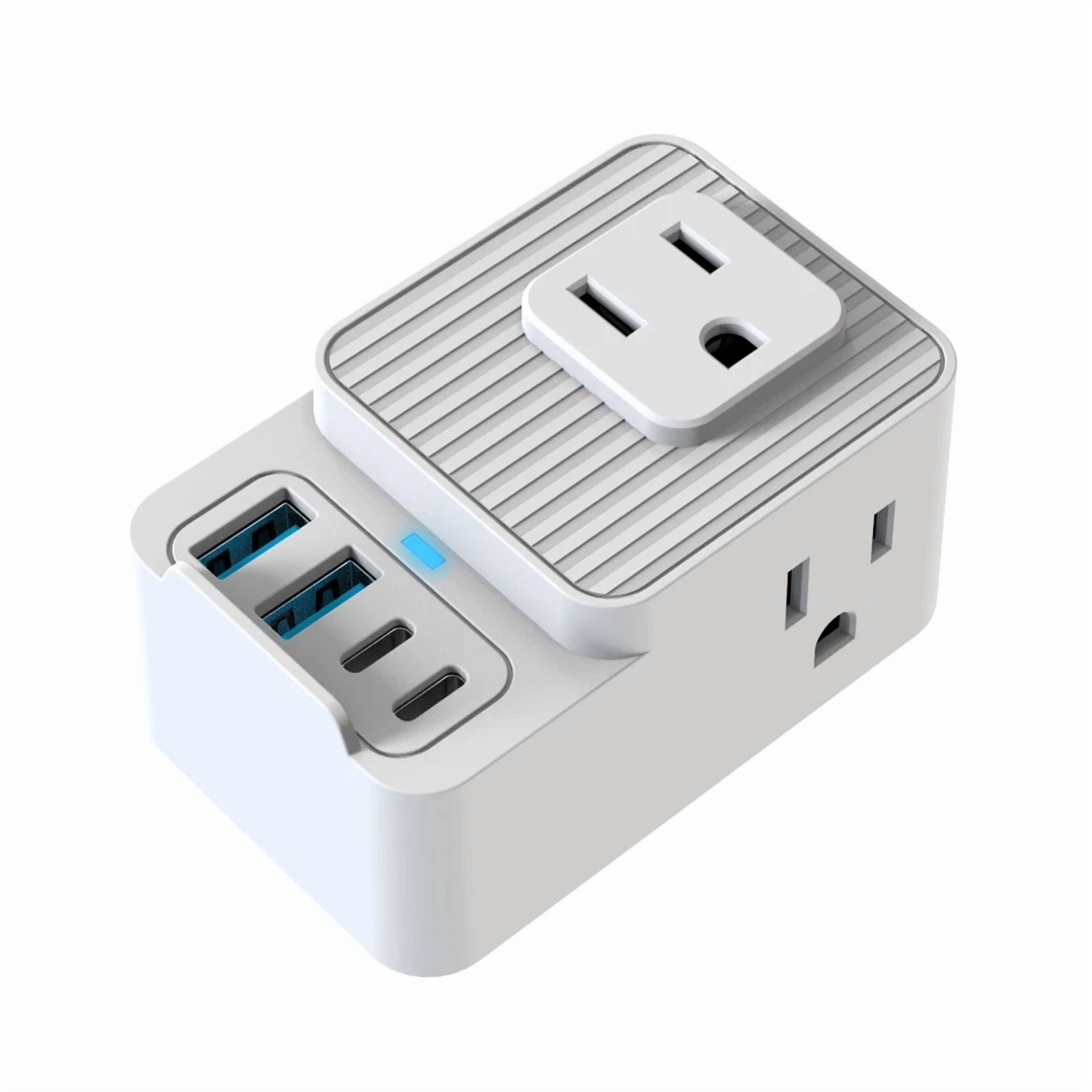 CRESTIN- 7-In-1 Outlet Extender: 3 Ac Outlets, 4 Usb (2A+2C), Portable For Home/Travel
