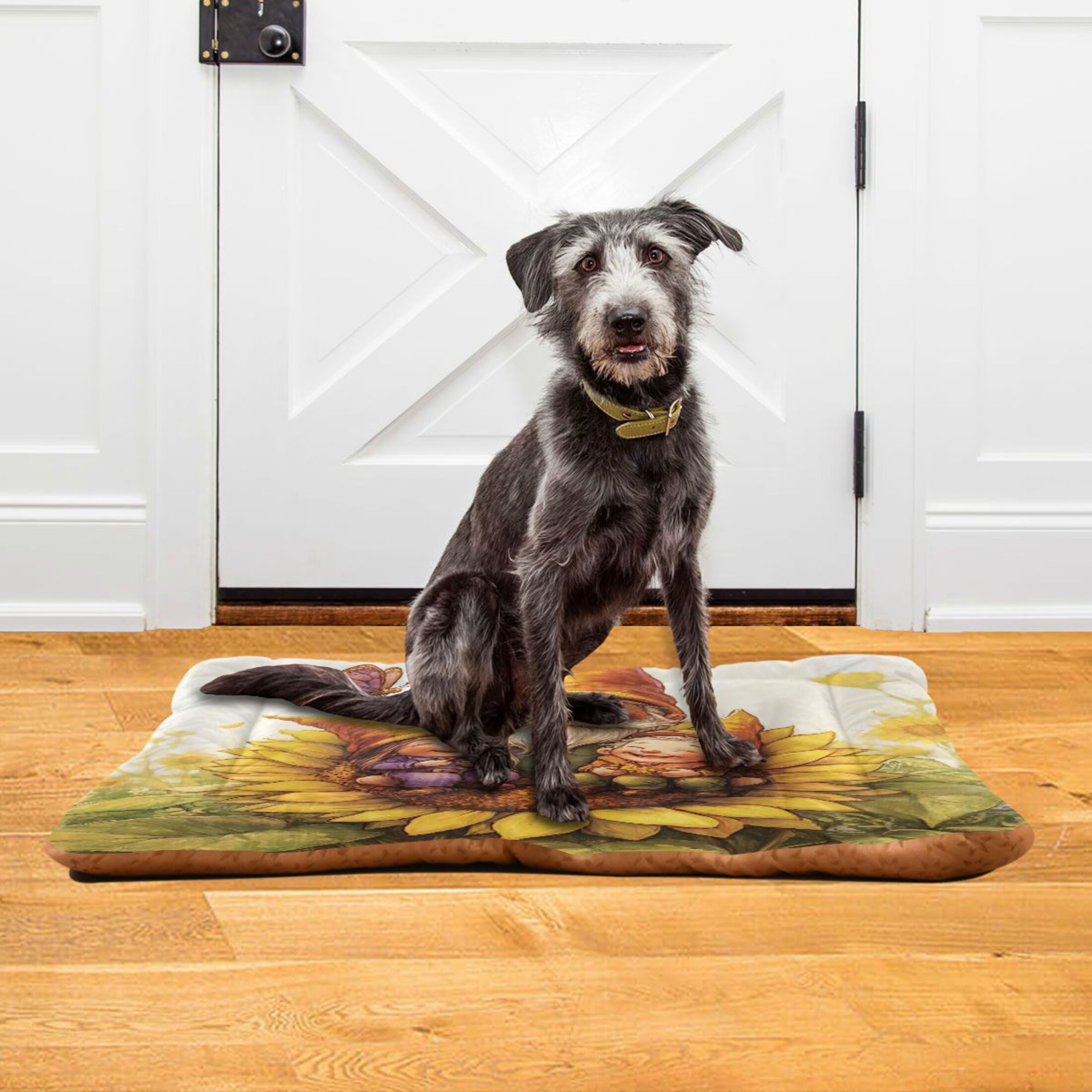 Qxltty Dwarf Elves Sunflower Ped Pad Wear-resistant and Hard to Bite Through Sleeping Pad for Small Medium Large Dogs Winter Pet Bed 36×24in