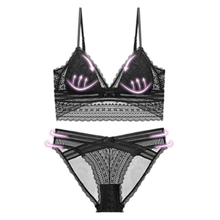 

Ykohkofe French Ultra Thin Triangle Cup No Steel Ring Underwear Lace Beauty Back Strapless Large U Shaped Backless Bra Set