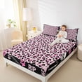 thumbnail image 3 of Castle Fairy Abstract Gothic Skull Queen Sheets 4 Pieces,Cute Leopard Chain Queen Sheet Sets,Pale Pink,1 Fitted Sheet,1 Flat Sheet and 2 Pillowcases, 3 of 6