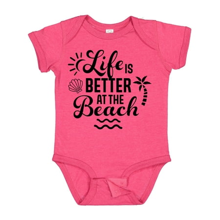 

Inktastic Life is Better at the Beach with Sunshine Seashell and Palm Trees Gift Baby Boy or Baby Girl Bodysuit