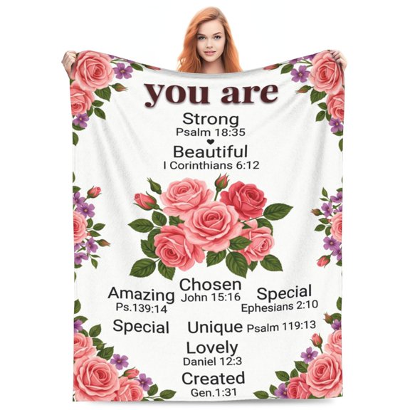 Christian Blanket, Religious Birthday Gift Blanket, Baptism Faith Present for Godmother Mom Sister 50x40