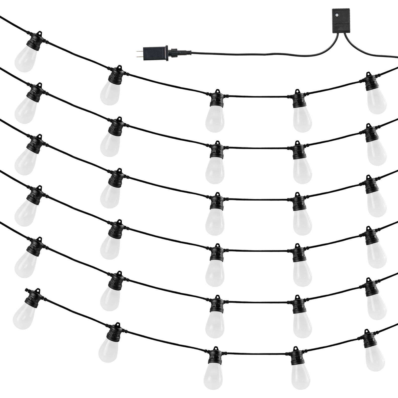 RGB Outdoor String Lights, 100FT Outside Patio Lights with APP Control 30 Bulbs, 15 Single-Color Adjustable Brightness Time Setting, Waterproof Hanging Lights for Halloween Decoration Christmas