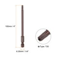 thumbnail image 2 of 2uds T20 Torx Barrena 1/4" Hexagonal Vástago 4" Longitud Magnético Seguridad Estrella Destornillador Eléctrica Herramienta, Rojo, 2 of 5