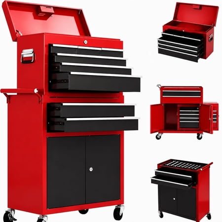 Tool Chest 20 Inch 5 Drawers Rolling Tool Cabinet with Wheels, 2 in 1 Detachable Lockable Metal Box Heavy Duty Storage Cart