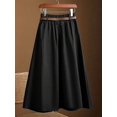 thumbnail image 2 of Women Versatile Solid High Waist Midi A-Line Skirt with Elastic Waistband, Simple Casual Draped Bottoms Suitable for Daily Commuting and Various Casual Occasions Throughout Spring, 2 of 6