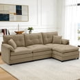 thumbnail image 1 of Korser L Shaped Modern Sofa with Movable Ottoman Convertible Modular Sectional Cloud Couch with Deep Seat & Pillow,Chenille 3-Seat Couches for Living Room,Assembly Required,Light Tan, 1 of 7
