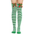 thumbnail image 1 of Calcetines cálidos de felpa con lazo navideño liso hasta la rodilla para mujer, regalos de Navidad Herrnalise. Ofertas de liquidación de hoy., 1 of 4