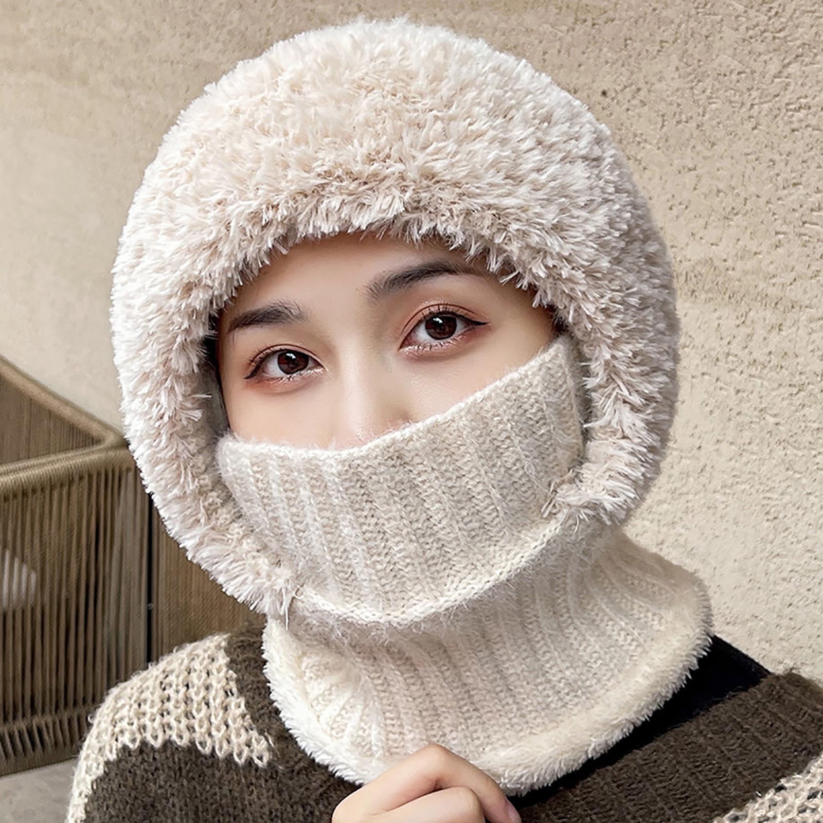 Wancir Womens Men Winter Beanie Hat，Scarf Mask Warm Winter Knitted Hat Thick Slouchy Snow Knit Skull Ski Cap