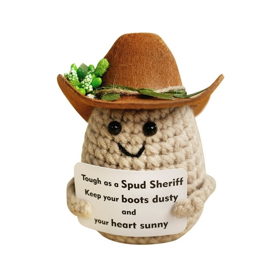 Adorable & Uplifting Potato Emotional Support Crocheted Plush Toy - Inspirational Desktop Ornament, Entertaining Birthday Present, Ideal for Emotional Support Plush Toys