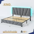 thumbnail image 5 of Upholstered Bed Frame with Headboard King Size Bed Frame with LED Lights & Storage & Charging Station,Gray, 5 of 8