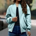 thumbnail image 2 of Comdrip Vestes pour Femmes! Veste Plissée à Col Montant avec Poches et Fermeture Éclair, Veste d'Automne pour Femmes Bleu Clair TP, 2 of 5
