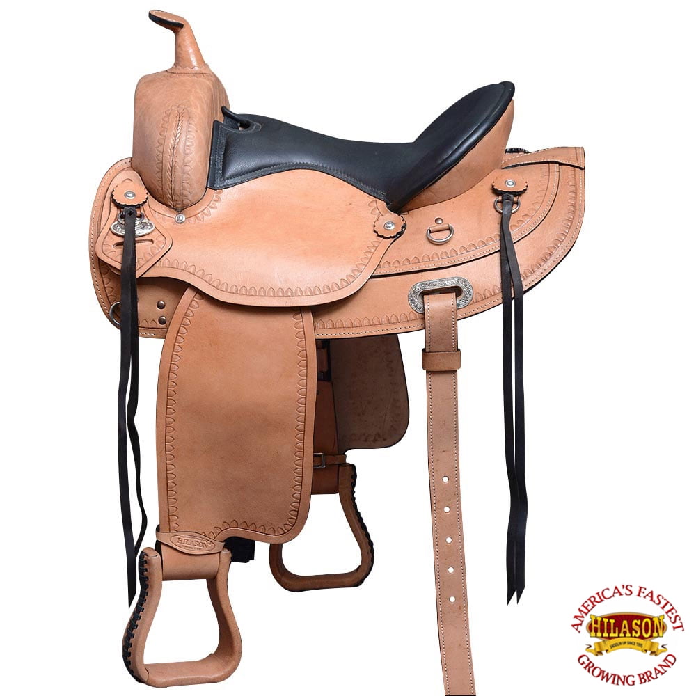 16 In Western American Leather Horse Saddle Wide Gullet Trail Hilason