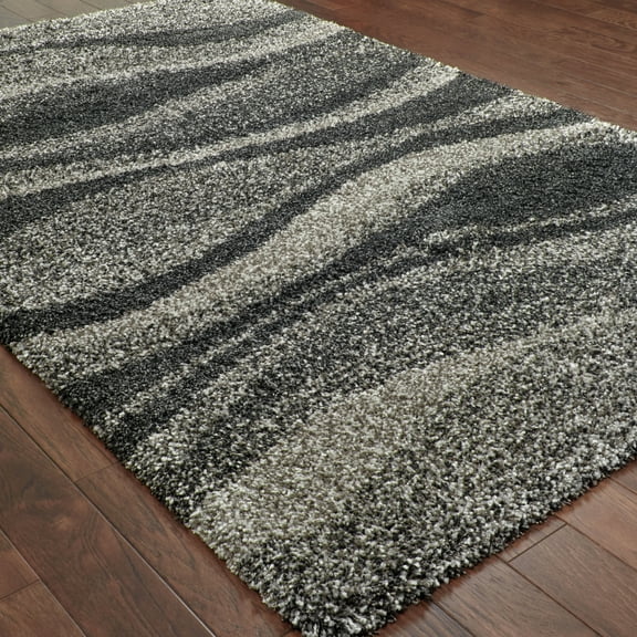 Style Haven  Harrison Shadow Waves Shag Rug 1'10" x 3'3" Polypropylene,Synthetic 2' x 3' Indoor,Shag,Accent Bathroom,Bedroom,Entryway Grey Rectangle