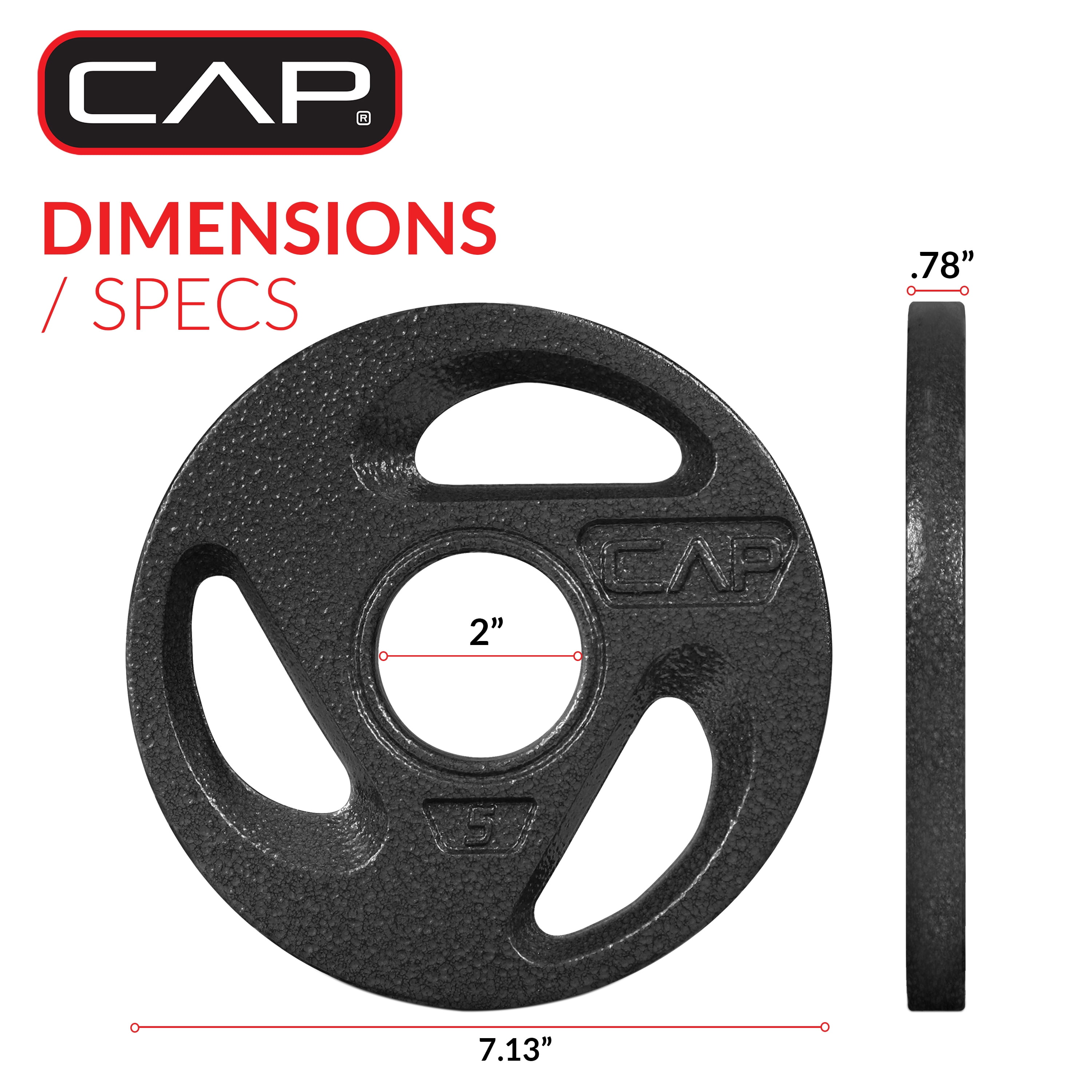 (4 pack) CAP Barbell 2" Olympic Grip Plate, 5lb Single Unit