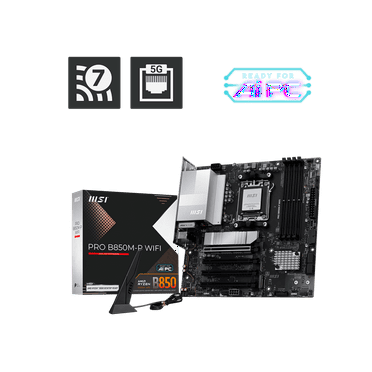 MSI B850M-P WIFI Gaming Desktop Motherboard - AMD B850 Chipset - Socket AM5 - Micro ATX (prob850mpwifi)
