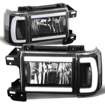 Headlights LED DRL Corner Lamps Black Clear for 1987-1991 Ford Bronco F150 F250