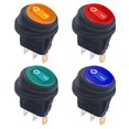 thumbnail image 1 of GFDYREE 4Pcs 12V 20A Waterproof Round Rocker Switch ON/Off 3 Pins 2 Position SPST (4 Colors) LED Light Toggle Switch KCD1-8-101NW-4C, 1 of 6