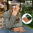 thumbnail image 6 of ELEHOLD Magnetic Detachable Wallet Case For iPhone 17 Pro Max, Removable  2 in 1 Wireless Charging RFID Blocking Card Holders  PU Leather Magnetic Detachable Folding Stand Folio Case,Brown, 6 of 8