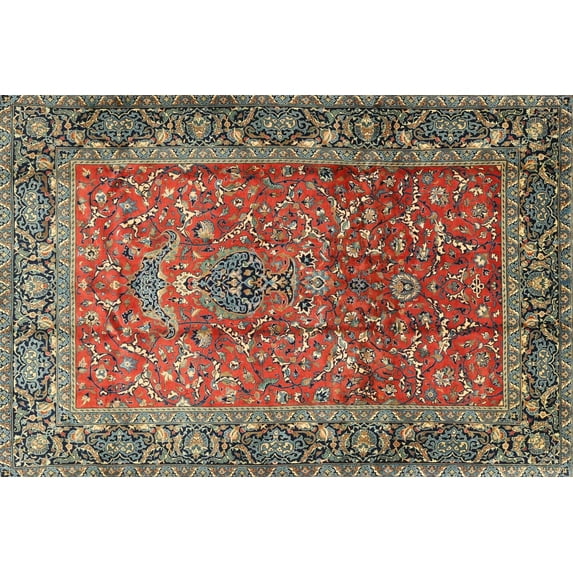 Ahgly Company Machine Washable Indoor Rectangle Traditional Saffron Red Area Rugs, 5' x 7'