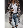 thumbnail image 3 of Autumn and Winter Women's Fashion Flip Lapel Mid-length Large Pockets Vintage Style Plaid Tweed Jacket, 3 of 4