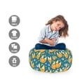 thumbnail image 2 of Animal Storage Toy Bag Chair, Cat Faces Leaf Shaped Motifs Paw Footprints and Dots Art Illustration, Stuffed Animal Organizer Washable Bag, Large Size, Dark Turquoise Multicolor, by Ambesonne, 2 of 3