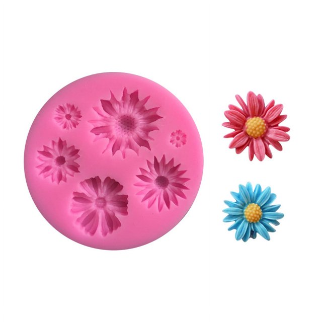 Molde de silicona líquida para fondant de tartas, con forma de girasol y margarita, herramienta para hornear tartas, bricolaje, epoxi