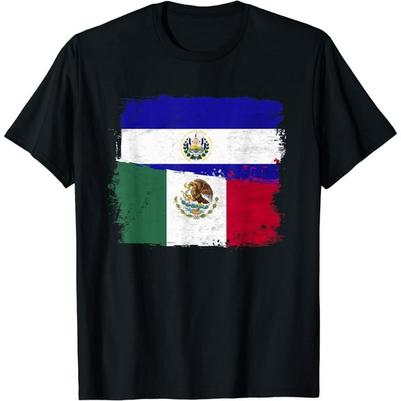 MEXICAN El Salvador Flag Half Mexican El Salvadoria Flag T-Shirt