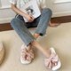 thumbnail image 2 of Zapatillas con lazo de verano para mujer, zapatillas planas con punta abierta de PVC, cómodas y gruesas, color blanco, talla 36 o 37, 2 of 8