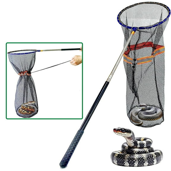 2WIN2BUY Snake Catcher Net, Rattlesnake Grabber Handling Tool,Large Reptile Catch Telescopic Pole Stick,Rattle Snake Catching and Transport Picker,Extended from 16" to 59"