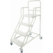 4 Steps Ladder with Wheels, Industrial & Warehouse Rolling Stairs 39.4IN top Step Height Ladder Systems with Stair Edge Protector, 880 lbs Capacity